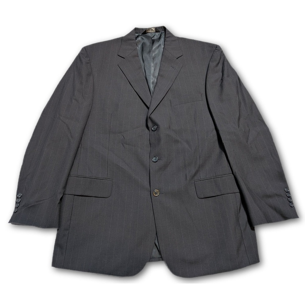 Jos A Bank Mens Blazer Navy Blue 44R Wool Lined Pinstripe Classic Suit Jacket 44